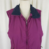 LL Bean Nylon Fleece Lined Vest Womens XS Full Zip Up Outdoor Mountain Raspberry