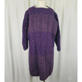 Vintage Handmade Chunky Knit Flecked Striped Sweater Sack Dress Women L Purple