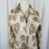 White House Black Market Floral Midi Long Blazer Jacket Coat Womens S Roses Tan