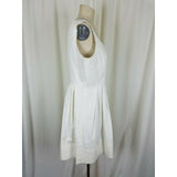 Ellen Tracy White Cotton Summer Sundress Pleated Dress Womens 12 Weighted Lined