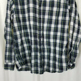 LL Bean Tartan Plaid Flannel Button Up Long Sleeve Camp Shirt Mens M Blue Yellow