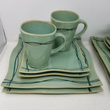 Studio Nova Dinnerware Set Mystic Cove Green HA101 Pattern 4 Place Settings 16pc