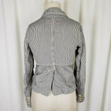 Gap Pinstriped Cropped Denim Blue Jean Trucker Jacket Womens XS Railroad Stripes