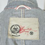 Gap Pinstriped Cropped Denim Blue Jean Trucker Jacket Womens XS Railroad Stripes