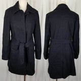 Gap Wool Blend Belted Tie Sash Trench Coat Peacoat Womens M Charcoal Gray