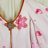 Furisode Kimono Japanese Vintage Geisha Dress Wedding Embroidered Pink Womens XS