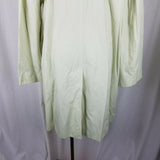 Talbots Floral Lined Long Lime Green Rain Trench Coat Womens XL Placket Front