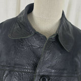 Vintage Paul Blanche Skins Belted Black Leather Jacket Blazer Look Coat Mens