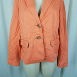 LL Bean Signature Apricot Cotton Summer Weight Blazer Jacket Womens 14 Stretch
