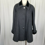 Jofeld De Ball Velvet Trim Short Aline Skater Swing Peacoat Jacket Womens L Gray