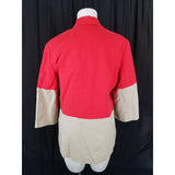 Coldwater Creek Colorblock Snap Placket Front Long Jacket Coat Womens 12 Red Tan