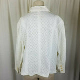 TALBOTS Woman 100% Cotton White Eyelet Lace Jacket Blazer Womens 16W Plus Size