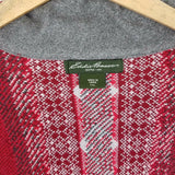 Eddie Bauer Nordic Snowflake Full Zip Knit Sweater Jacket Mens XLT Christmas Red