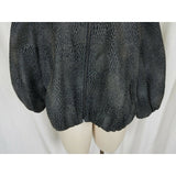 Due Per Due Animal Print Puff Sleeves Wide Collar Black Blazer Jacket Womens L