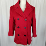 Talbots Double Breasted Red Winter Wool Military Short Peacoat Jacket Womens 2P