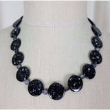Speckled Black Glass Flat Circles Beads BEADED NECKLACE Contemporary Statement