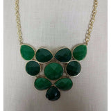 Emerald Green Faceted Beads BEADED NECKLACE Contemporary Statement Cluster Bib