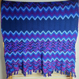 Vintage Crochet Chevron Striped Afghan Grandma Blanket Handmade 43x57 Twin Throw