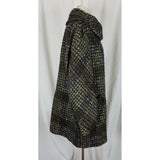 Vintage 50s Union Made Plaid Jackie O Mod MCM Woven Wool Peacoat Coat Womens L