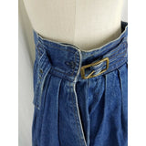 Vintage Gabriella Brazil Denim Blue Jean Swing Skirt Womens sz 10 Pleated Buckle
