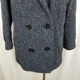 Vintage BBI Wool Black Double Breasted Peacoat Coat Womens 10 Speckled Tweed 80s