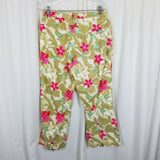 Oilily Hawaiian Hibiscus Floral Cropped Capris Culottes Pants Womens 6 Colorful