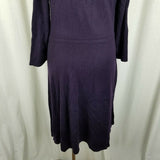 Jones New York VNeck Diagonal Cable Knit Sweater Dress Womens M Dark Purple Midi