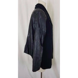 Nurture Open Front Asymmetrical Knit Vegan Faux Leather Sweater Jacket Womens L