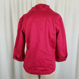 Chico's 3/4 Sleeves Jacket Blazer Womens 1 M Ruffled Pleated Collar Raspberry