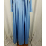 Vintage 70s Long Pleated Plunge Maxi Goddess House Dress Womens S 5 Pale Blue