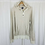 JCrew Harbor Cotton Merino Wool Sailor Striped Hooded Henley Sweater Mens XL Tan