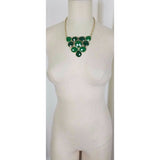 Emerald Green Faceted Beads BEADED NECKLACE Contemporary Statement Cluster Bib