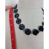 Speckled Black Glass Flat Circles Beads BEADED NECKLACE Contemporary Statement