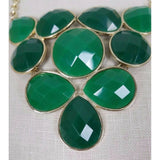 Emerald Green Faceted Beads BEADED NECKLACE Contemporary Statement Cluster Bib