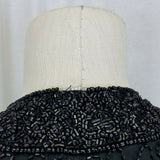 Laurence Kazar Heavily Beaded Black Silk Blazer Jacket Womens PL USA Formal
