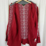 Eddie Bauer Nordic Snowflake Full Zip Knit Sweater Jacket Mens XLT Christmas Red