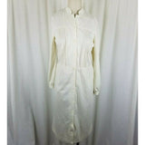 Vintage Charles Alan Pleated Shirt Coat Dress Womens S M Button Down Front Ivory