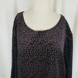 Elementz Stretch Jersey Knit Floral Metallic Top Shirt Tunic Blouse Womens 3X