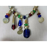 Single Strand Metal Glass Beads Pearls Gripoix Jewels Coins Gold BEADED NECKLACE