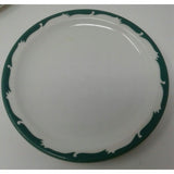 SYRACUSE CHINA 8 7/8" Dinner Plates Vintage Green Trim Design 4-kk USA Set of 4
