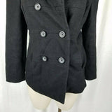 Gap Virgin Wool Double Breasted Navy Peacoat Jacket Short Coat Womens M Black