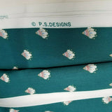 P.S. Designs Fabric Fan Print Turquoise or Teal Blue Pink White Material 3 Yards