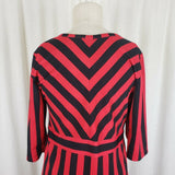 Mod Vintage 60s Twiggy Space Age Fit & Flare Twirl Mini Dress Striped Womens M L