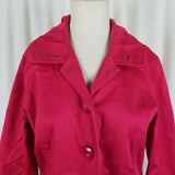 Chico's 3/4 Sleeves Jacket Blazer Womens 1 M Ruffled Pleated Collar Raspberry