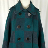 Anthropologie Cartonnier Green Plaid Poncho Cape Swing Peacoat Jacket Womens M