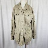 Travelsmith Khaki Cargo Jacket Canvas Safari Field Womens L Conversion Anorak