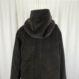 Jones New York Hooded Wool Midi Peacoat Coat Womens 6 Chocolate Brown G-III Long