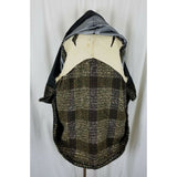 Vintage 50s Union Made Plaid Jackie O Mod MCM Woven Wool Peacoat Coat Womens L