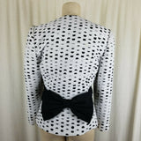 Nolan Miller Avant Garde Black & White Rutched Polka Dots Bow Jacket Womens 6 HK