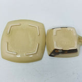 Astral Pattern Philippe Lambert De Beauce Canada Pottery Handled Bowl Saucer 70s